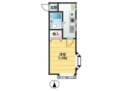 アイランド野方(1K/2階)の間取り写真