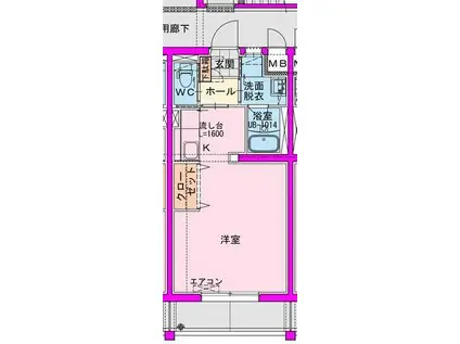 FUKUNASU EHIRAHIGASHI(ワンルーム/1階)の間取り写真