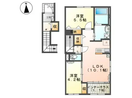 タウニー梅森(2LDK/2階)の間取り写真