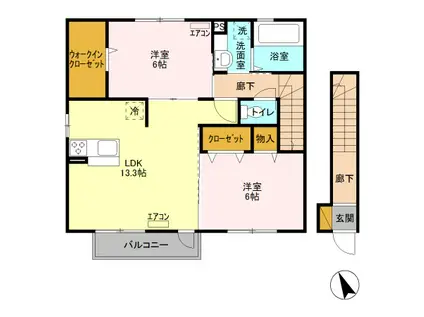 レジデンス III(2LDK/2階)の間取り写真