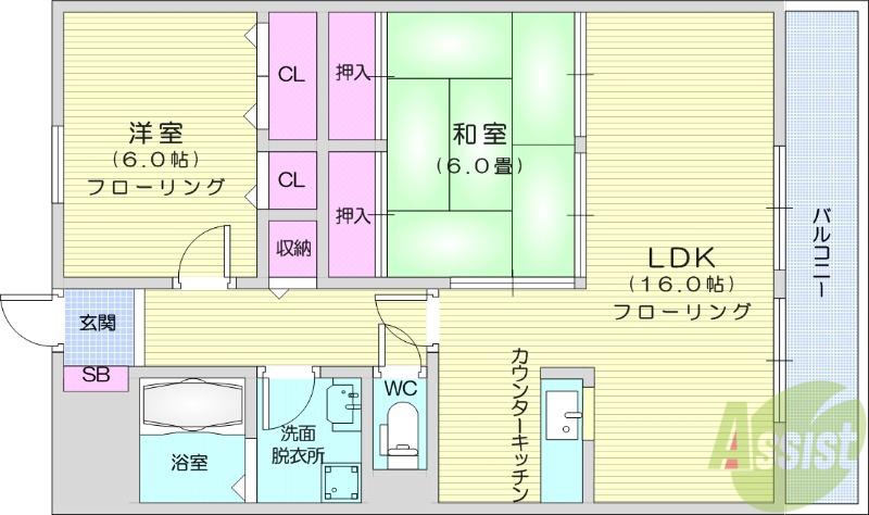 メゾンエトワール柏木(2LDK/3階)の間取り写真