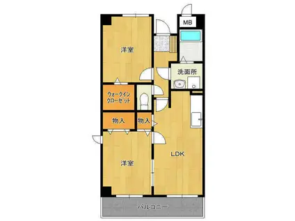 エクセラン春日(2LDK/1階)の間取り写真