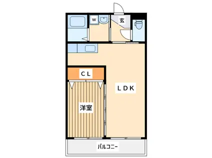 エルラード北里Ⅲ(1LDK/3階)の間取り写真