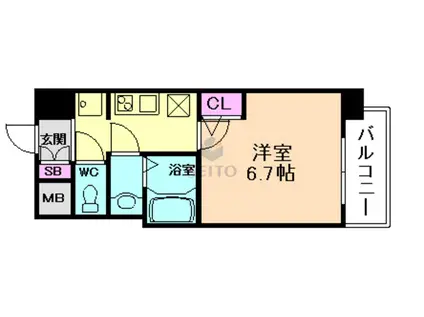 S-RESIDENCE新大阪RIDENTE(1K/10階)の間取り写真