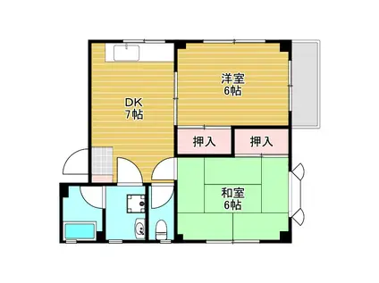 リンク五月丘(2DK/3階)の間取り写真