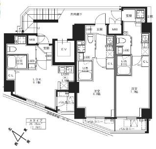 S-RESIDENCE 池袋NORTE(1K/3階)の間取り写真