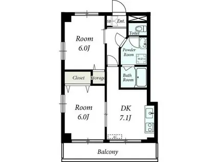 ヴァンテ久が原(2DK/2階)の間取り写真