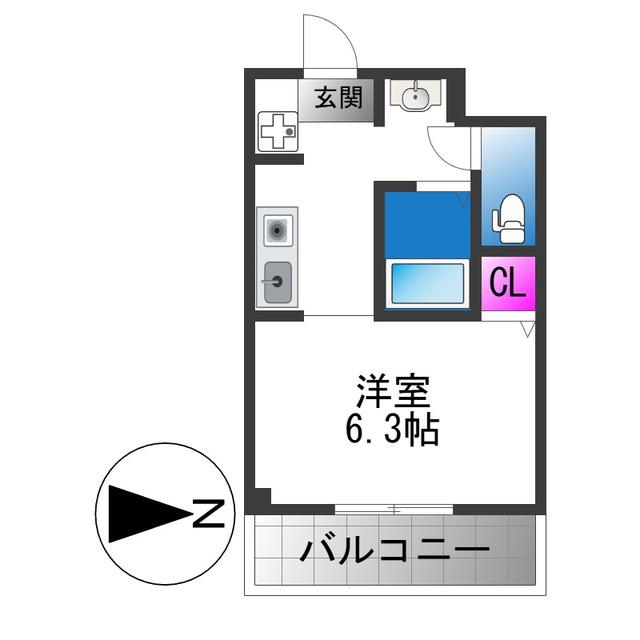 COURT GIN(1K/3階)の間取り写真