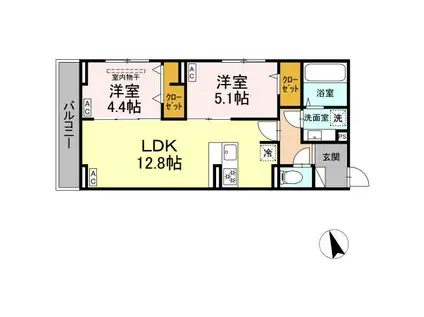 D-PRECIOUS武蔵野(2LDK/3階)の間取り写真