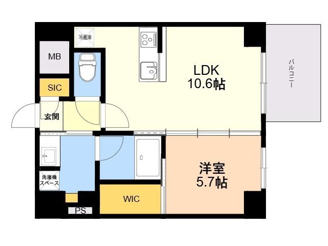 CREST西新(1LDK/11階)の間取り写真