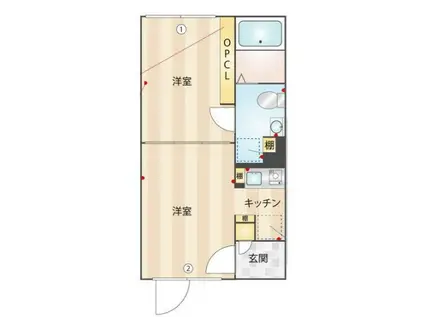 THE10 AKABANE ウエスト(ワンルーム/2階)の間取り写真