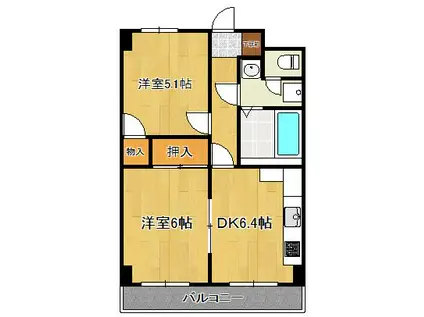 興和第二ビル(2DK/5階)の間取り写真