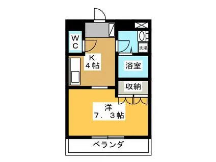 フルールYRII(1K/2階)の間取り写真