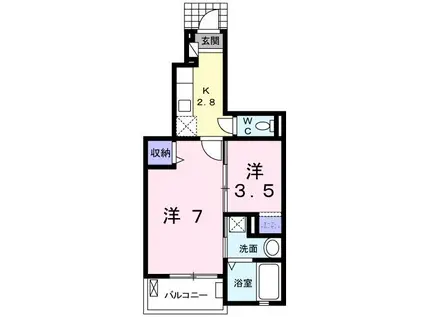 エスペランス ダンジュB(2K/1階)の間取り写真