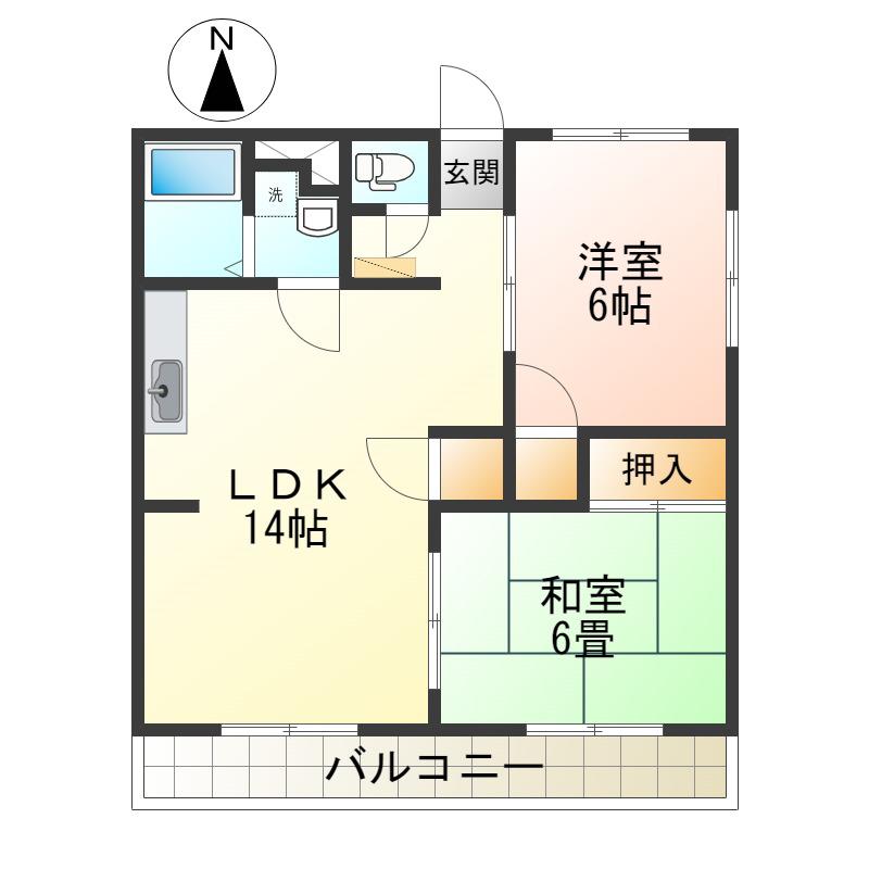 晃七第三マンション(2DK/2階)の間取り写真