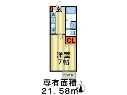 インフィナ四街道(1K/2階)の間取り写真