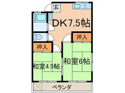 並木マンション(2DK/2階)の間取り写真