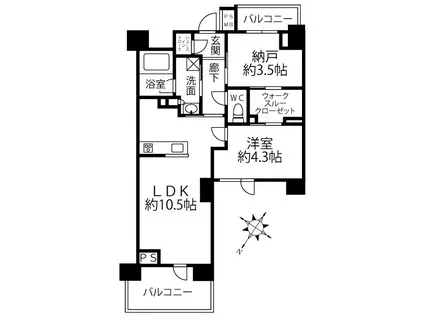 クリオラベルヴィ横濱サウス(1SLDK/5階)の間取り写真