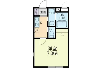 RAFFINE 栃木 (1K/1階)の間取り写真