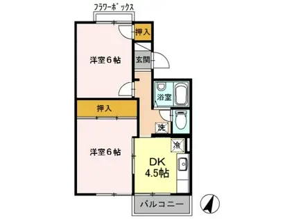 チャーリーズマンションII(2DK/3階)の間取り写真