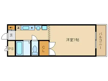 ウィンライフ(1K/4階)の間取り写真