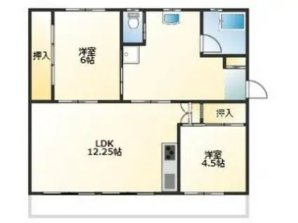 サンコーポラス都城I(2LDK/4階)の間取り写真