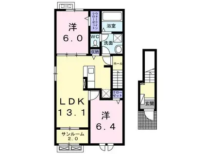 スワンプ マンションA(2LDK/2階)の間取り写真