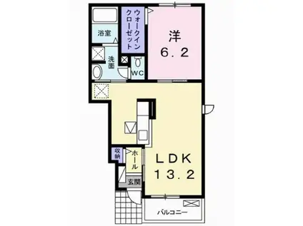 エレガンテ ヴィラIII(1LDK/1階)の間取り写真