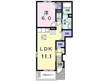 エスプリII(1LDK/1階)の間取り写真