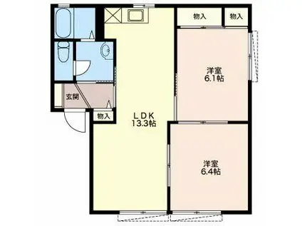 ヴィラA(2LDK/2階)の間取り写真