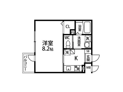 マルス川内(1K/1階)の間取り写真