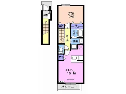 マロンツリー(1LDK/2階)の間取り写真
