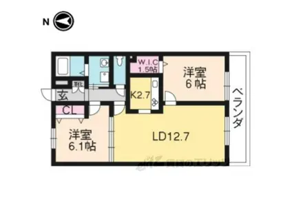 ヘーベルメゾン洛南(2LDK/3階)の間取り写真