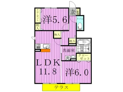 グリーンフォレストH(2LDK/1階)の間取り写真