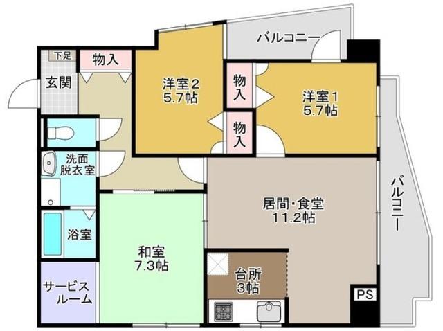 マホロバ(3LDK/7階)の間取り写真