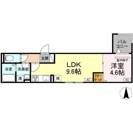 セレスティア大谷田V(1LDK/3階)の間取り写真