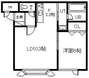 ブルーソールC(1LDK/1階)の間取り写真