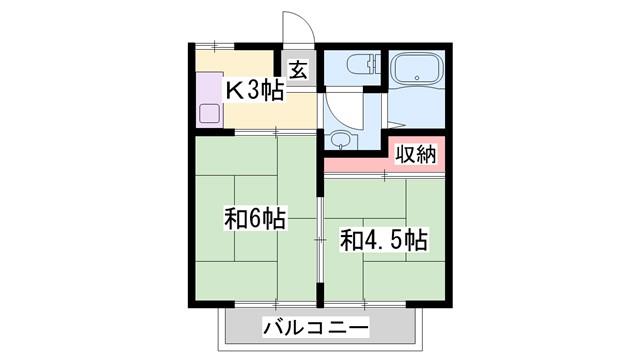 エコーハイツ(2DK/2階)の間取り写真
