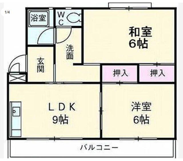 有賀ハイツ(2LDK/3階)の間取り写真