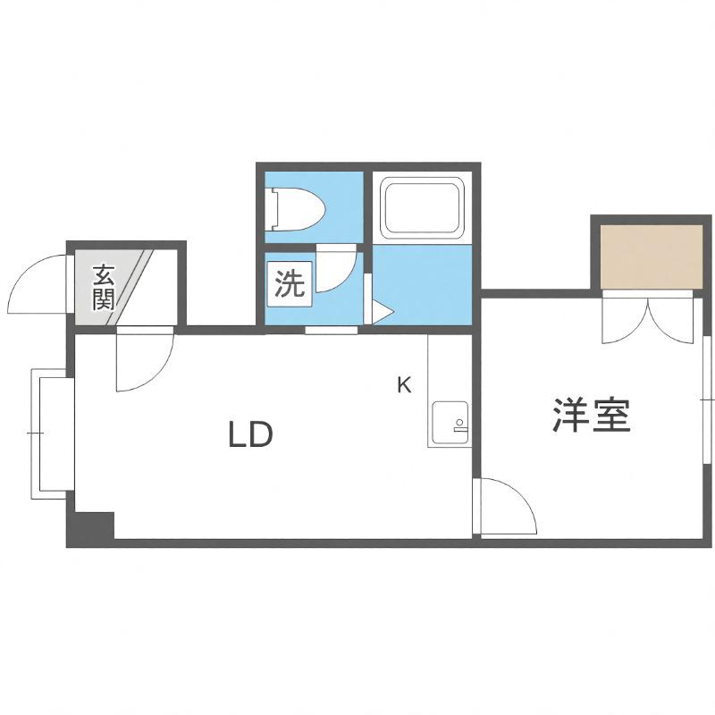 グランドール川下(1LDK/3階)の間取り写真