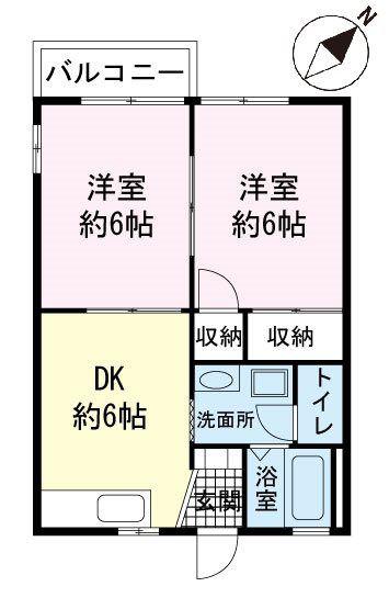 エフハイム(2DK/1階)の間取り写真