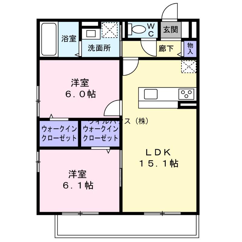 シャ・ブラン(2LDK/3階)の間取り写真