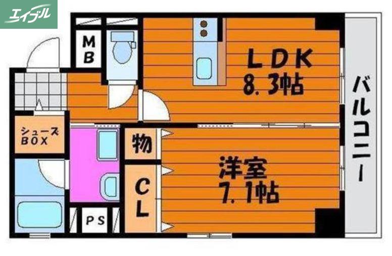 ハートフル医大西(1LDK/5階)の間取り写真