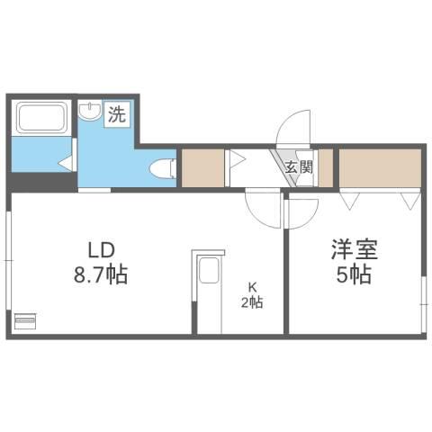 ブランノワール南郷(1LDK/3階)の間取り写真