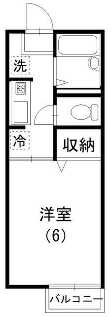 ヴィラ本厚木(1K/1階)の間取り写真