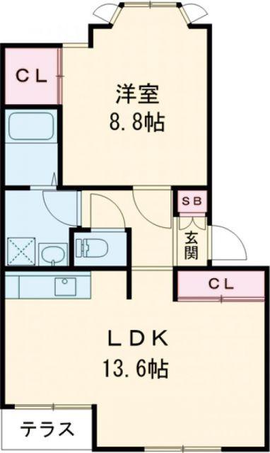 エタニティーローズ(1LDK/2階)の間取り写真