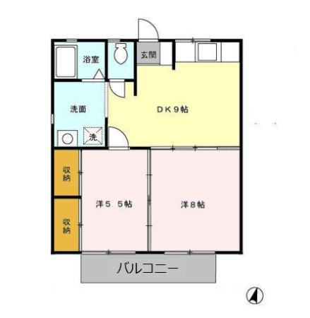 エスパシオI(2DK/1階)の間取り写真