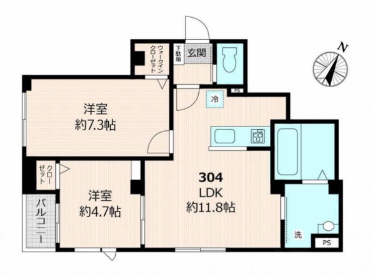 AVIARA(2LDK/3階)の間取り写真