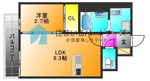 RESIDENCE花畑(1LDK/13階)の間取り写真