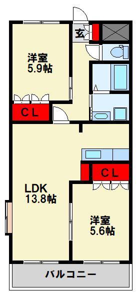 VERS LAVENIR(2LDK/2階)の間取り写真